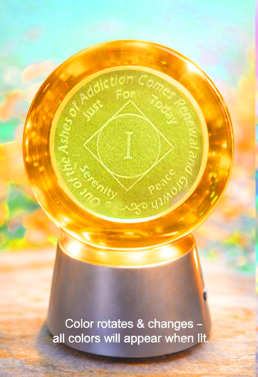 NA YEARLY Crystal Coin Sphere Medallions: NA Years 1 -70. (Custom Made - takes 14 days for delivery.) - Choices Books & Gifts