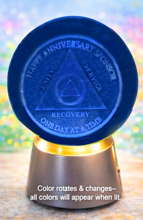 AA SPONSOR Crystal Coin Sphere Medallions. (Custom Made - takes 14 days for delivery.) - Choices Books & Gifts