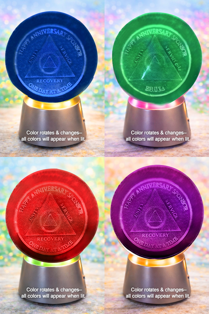 G028. AA SPONSOR Crystal Coin Sphere Medallions. (Custom Made - takes 14 days for delivery.)