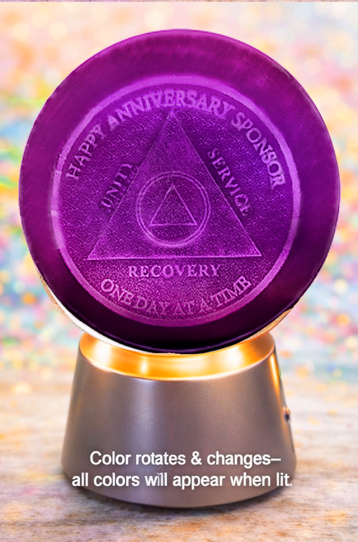 G028. AA SPONSOR Crystal Coin Sphere Medallions. (Custom Made - takes 14 days for delivery.)