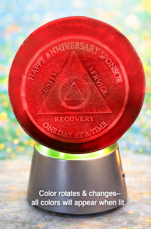 G028. AA SPONSOR Crystal Coin Sphere Medallions. (Custom Made - takes 14 days for delivery.)