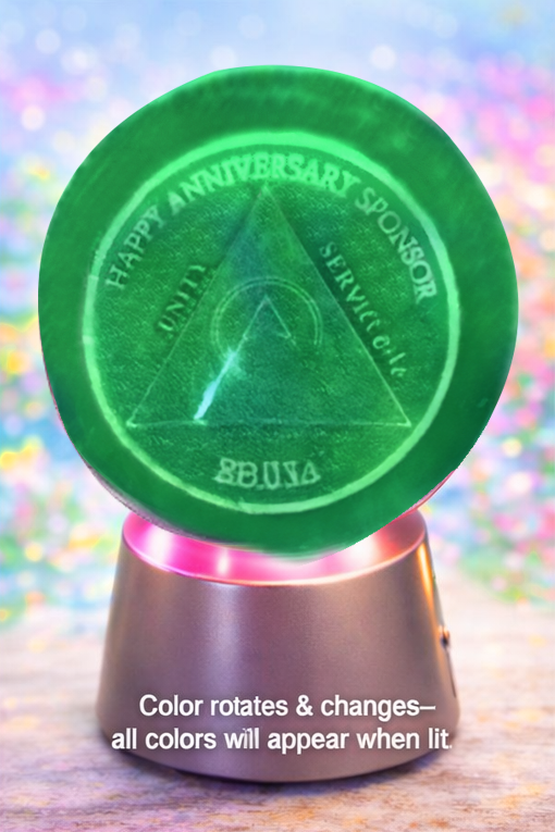 G028. AA SPONSOR Crystal Coin Sphere Medallions. (Custom Made - takes 14 days for delivery.)