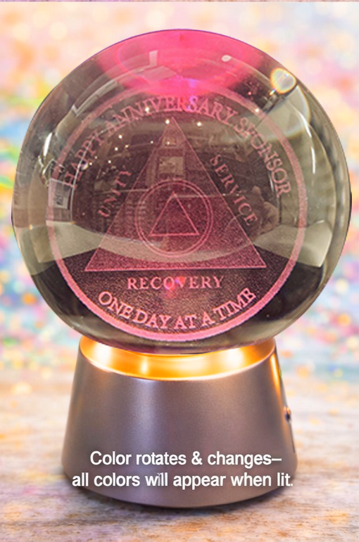 G028. AA SPONSOR Crystal Coin Sphere Medallions. (Custom Made - takes 14 days for delivery.)