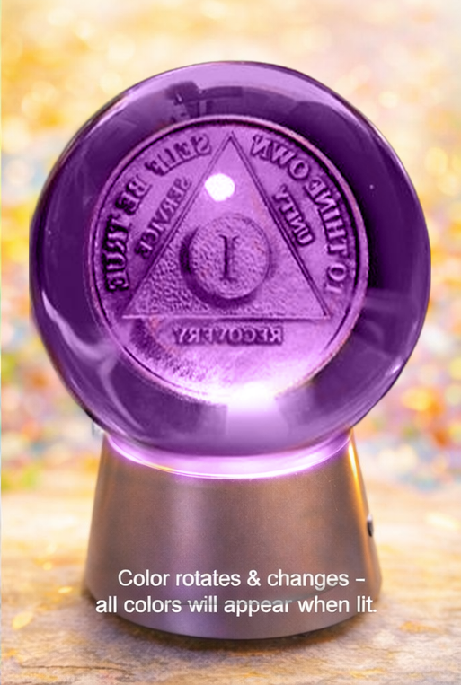 AA OR NA CUSTOM Crystal Sphere - Add name or date. (Takes 14 days for delivery.) - Choices Books & Gifts
