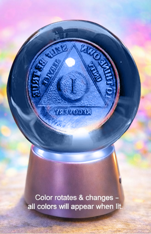 G030. AA OR NA CUSTOM Crystal Sphere - Add name or date. (Takes 14 days for delivery.)