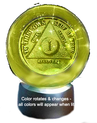 G033. AA YEARLY Crystal Coin Sphere Medallions: NEW. AA Years 1 -70. - Premium Gifts from Choices - Just $34.95! Shop now at Choices Books & Gifts