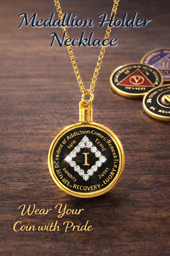 G033. Medallion Holder Necklace: Gold, 24 or 30 in.