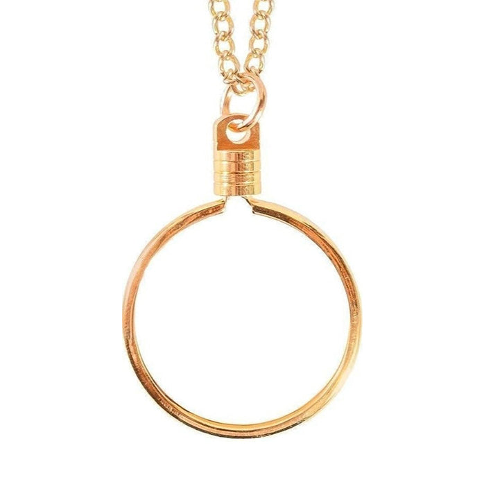 G033. Medallion Holder Necklace: Gold, 24 or 30 in.