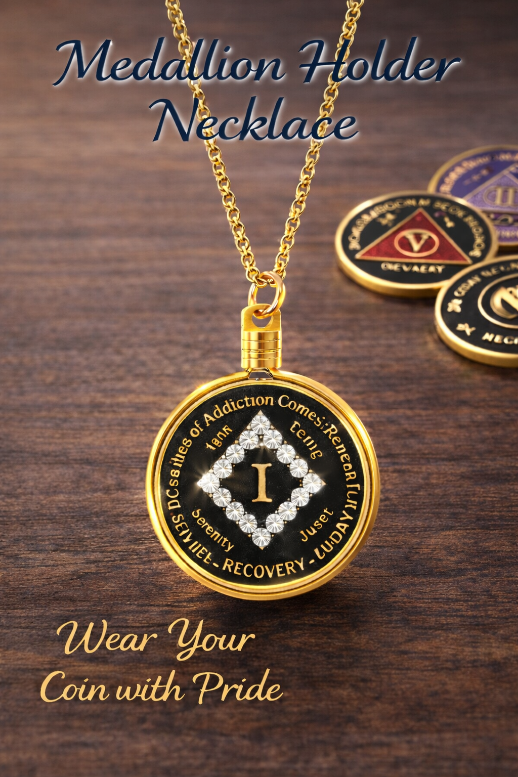 Medallion Holder Necklace: Gold, 24 or 30 in - Choices Books & Gifts