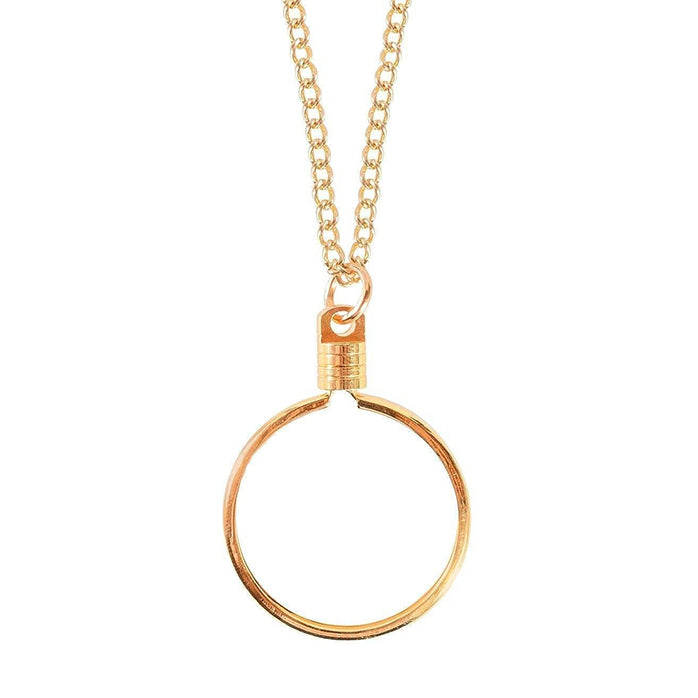 G033. Medallion Holder Necklace: Gold, 24 or 30 in.