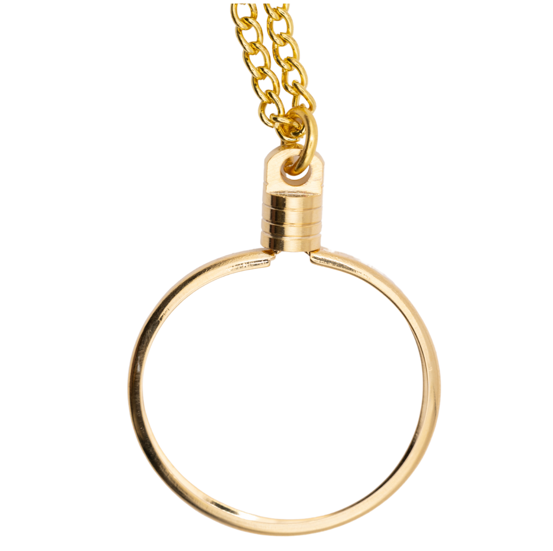 G033. Medallion Holder Necklace: Gold, 24 or 30 in.
