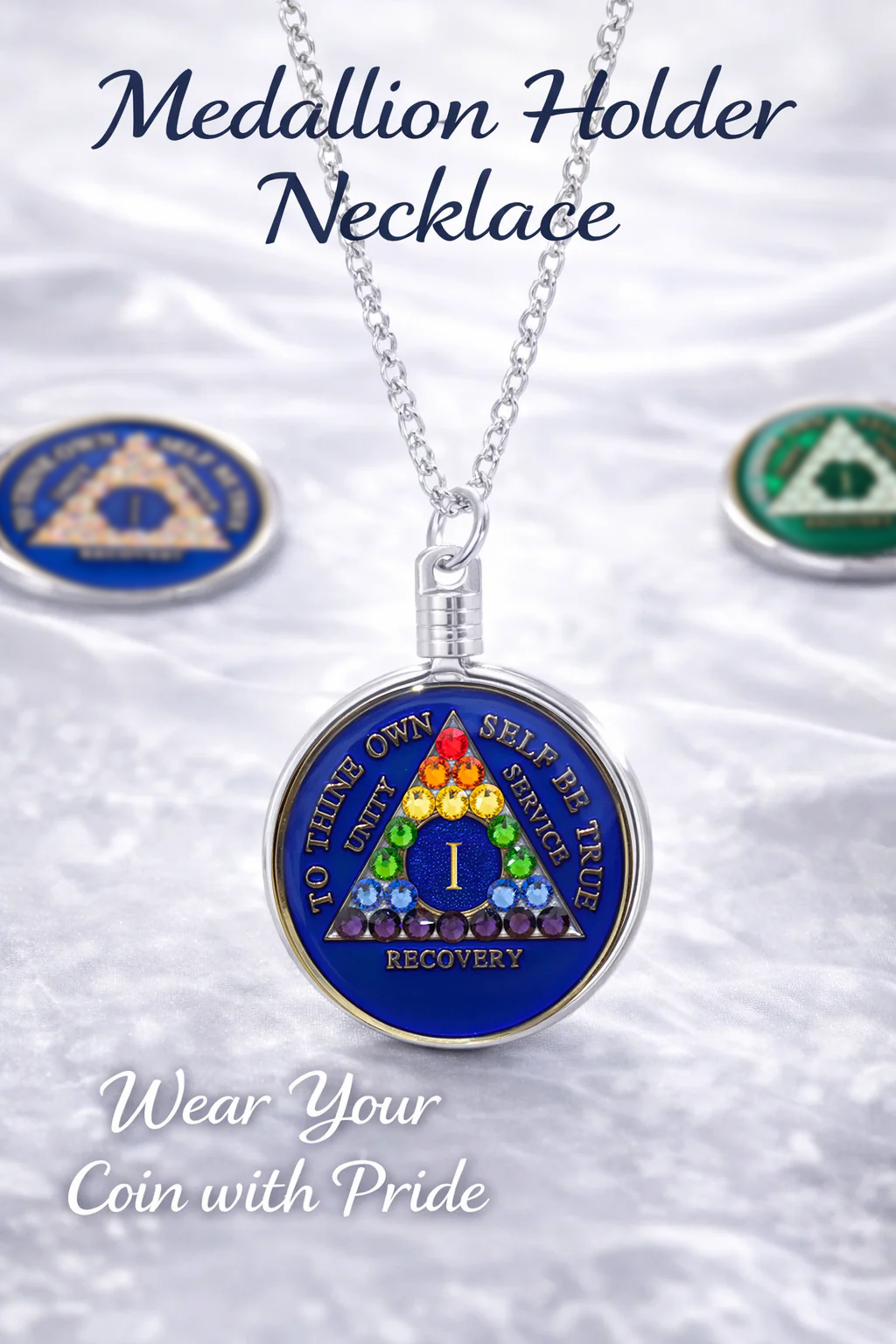 Medallion Holder Necklace: Silver, 24 or 30 in - Choices Books & Gifts