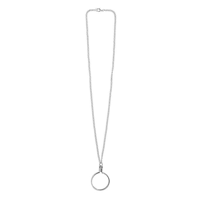 G034. Medallion Holder Necklace: Silver, 24 or 30 in.