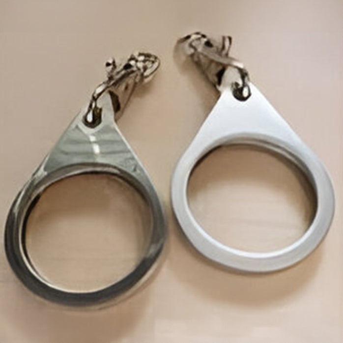 G041. Key Chain: Metal Medallion Holder, Shiny or Brushed, Silver TEAR DROP.