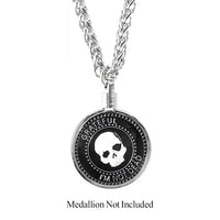 G041. Medallion Holder Necklace, Silver THICK Chain, 30 inch.