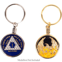 G042. Medallion Holder Key Chain GOLD or SILVER