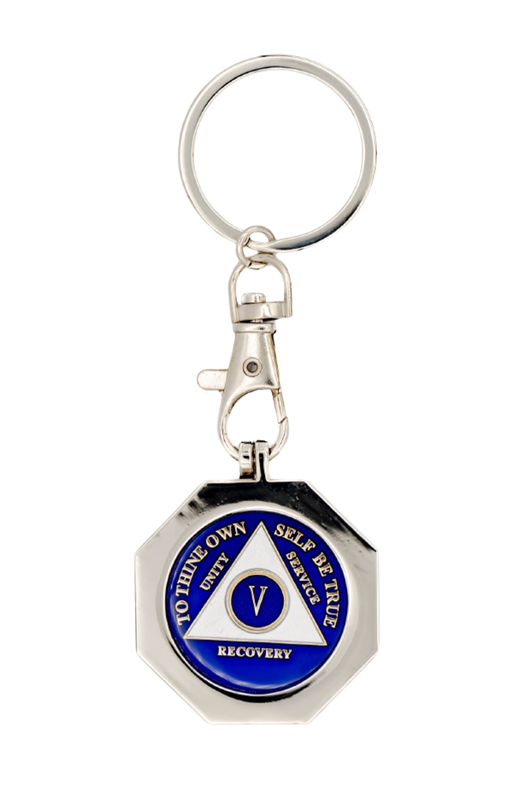 G043. Key Chain: Metal Medallion Holder, Shiny or Brushed, STOP SIGN. - Premium Gifts from Cascade 7 - Just $14.95! Shop now at Choices Books & Gifts