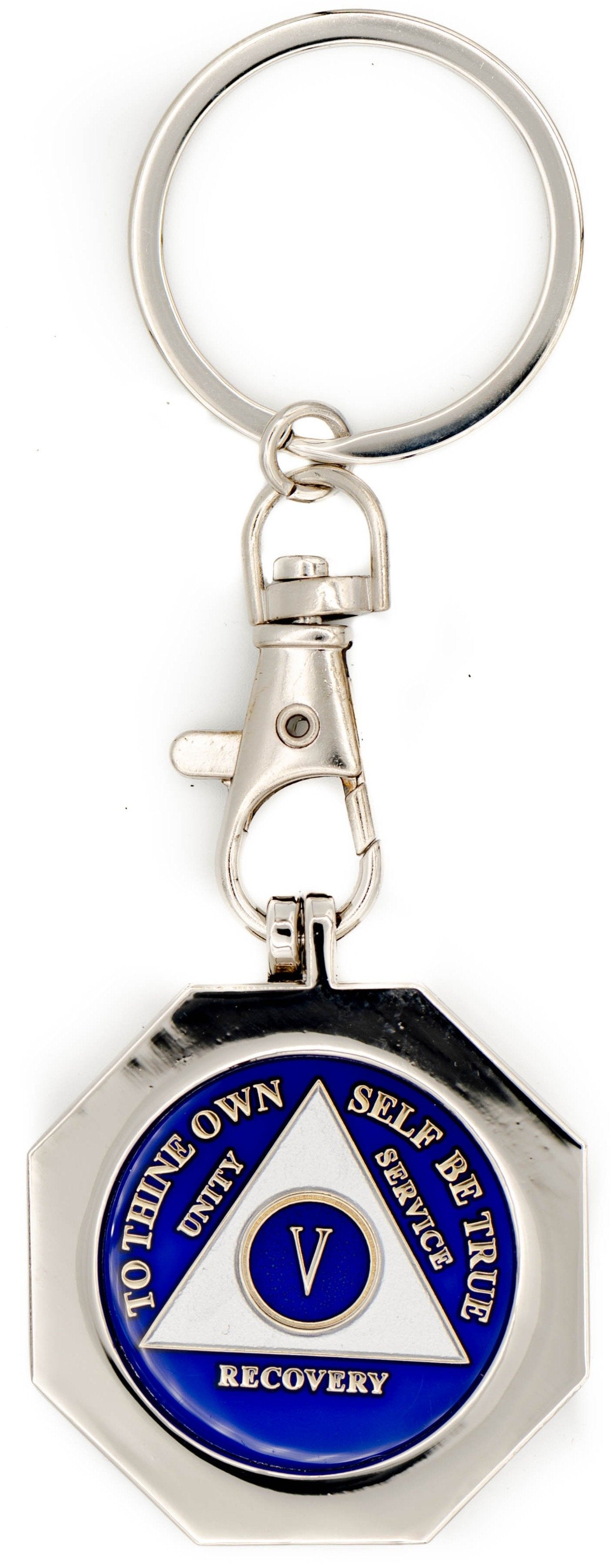 G043. Key Chain: Metal Medallion Holder, Shiny or Brushed, STOP SIGN. - Premium Gifts from Cascade 7 - Just $14.95! Shop now at Choices Books & Gifts
