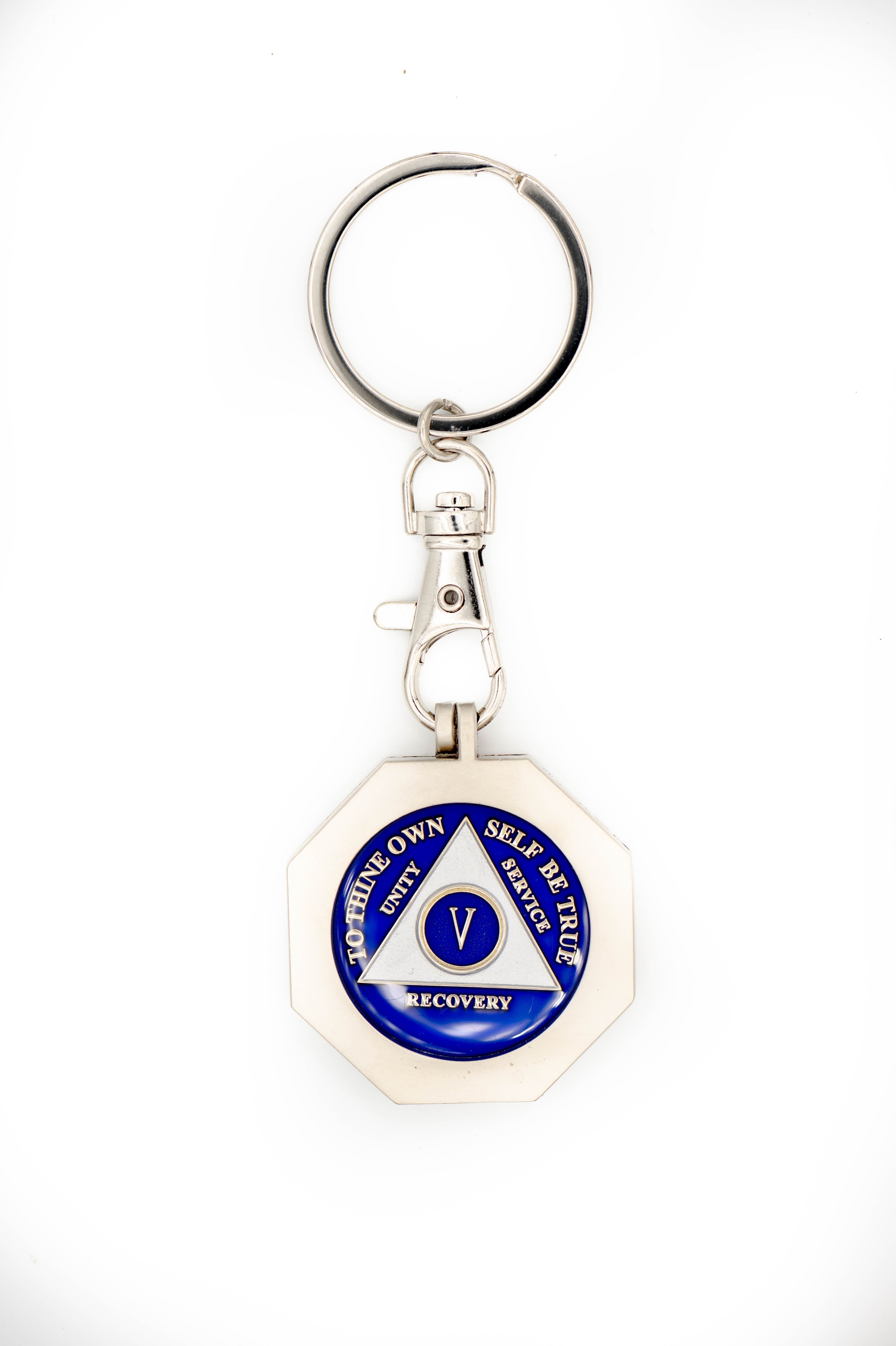 G043. Key Chain: Metal Medallion Holder, Shiny or Brushed, STOP SIGN. - Premium Gifts from Cascade 7 - Just $14.95! Shop now at Choices Books & Gifts