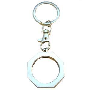 G043. Key Chain: Metal Medallion Holder, Shiny or Brushed, STOP SIGN. - Premium Gifts from Cascade 7 - Just $14.95! Shop now at Choices Books & Gifts