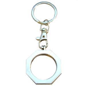 G043. Key Chain: Metal Medallion Holder, Shiny or Brushed, STOP SIGN. - Premium Gifts from Cascade 7 - Just $14.95! Shop now at Choices Books & Gifts