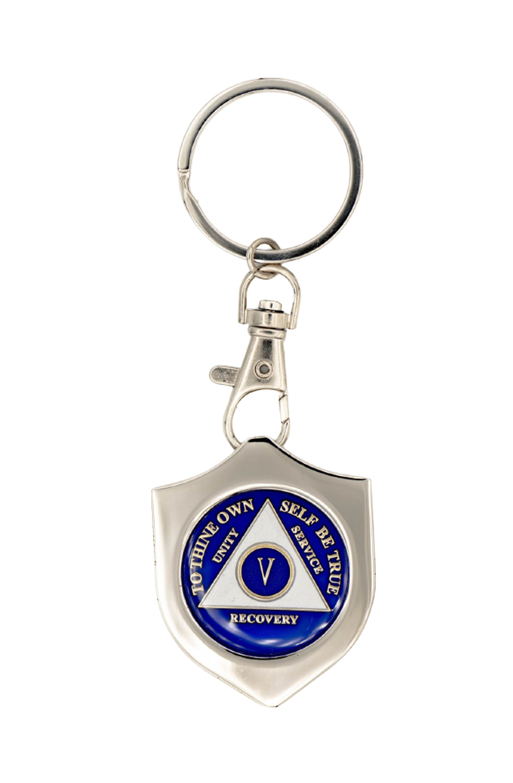 G044. Key Chain: Metal Medallion Holder, Shiny or Brushed, SHIELD. - Premium Gifts from Cascade 7 - Just $14.95! Shop now at Choices Books & Gifts