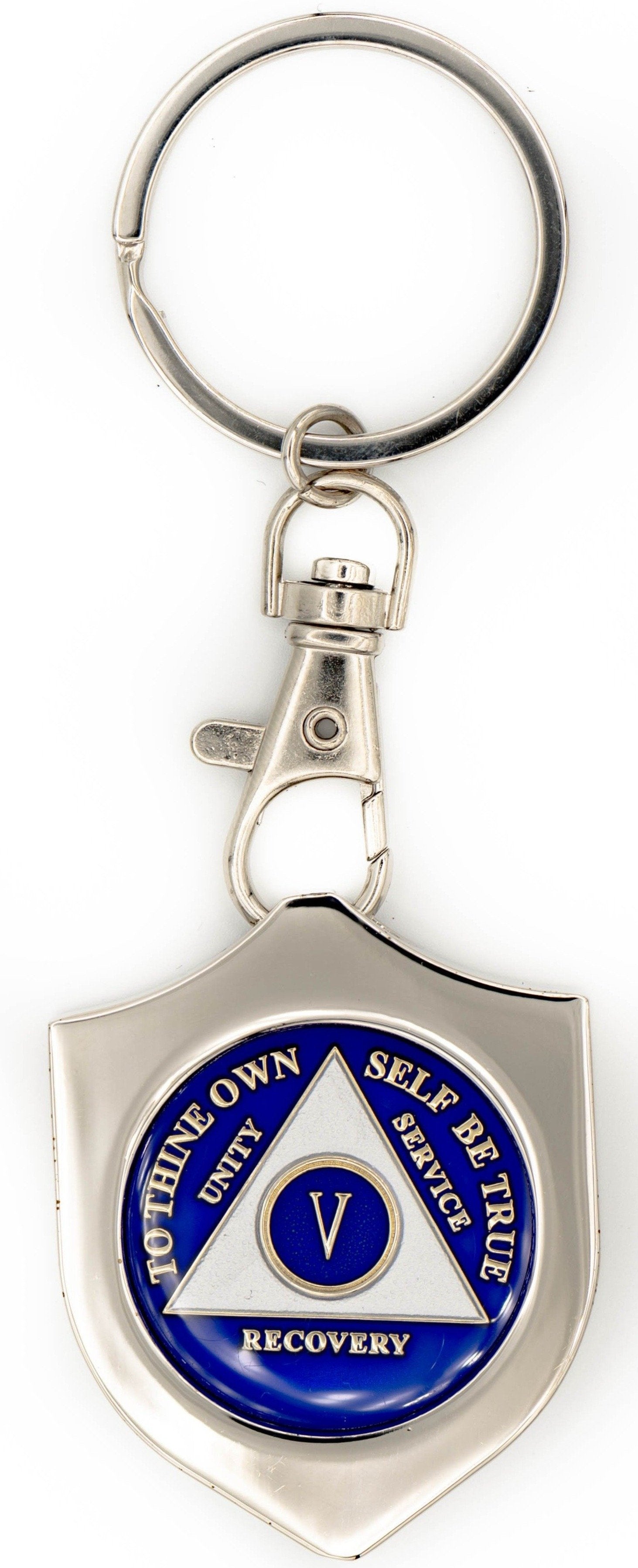 G044. Key Chain: Metal Medallion Holder, Shiny or Brushed, SHIELD. - Premium Gifts from Cascade 7 - Just $14.95! Shop now at Choices Books & Gifts