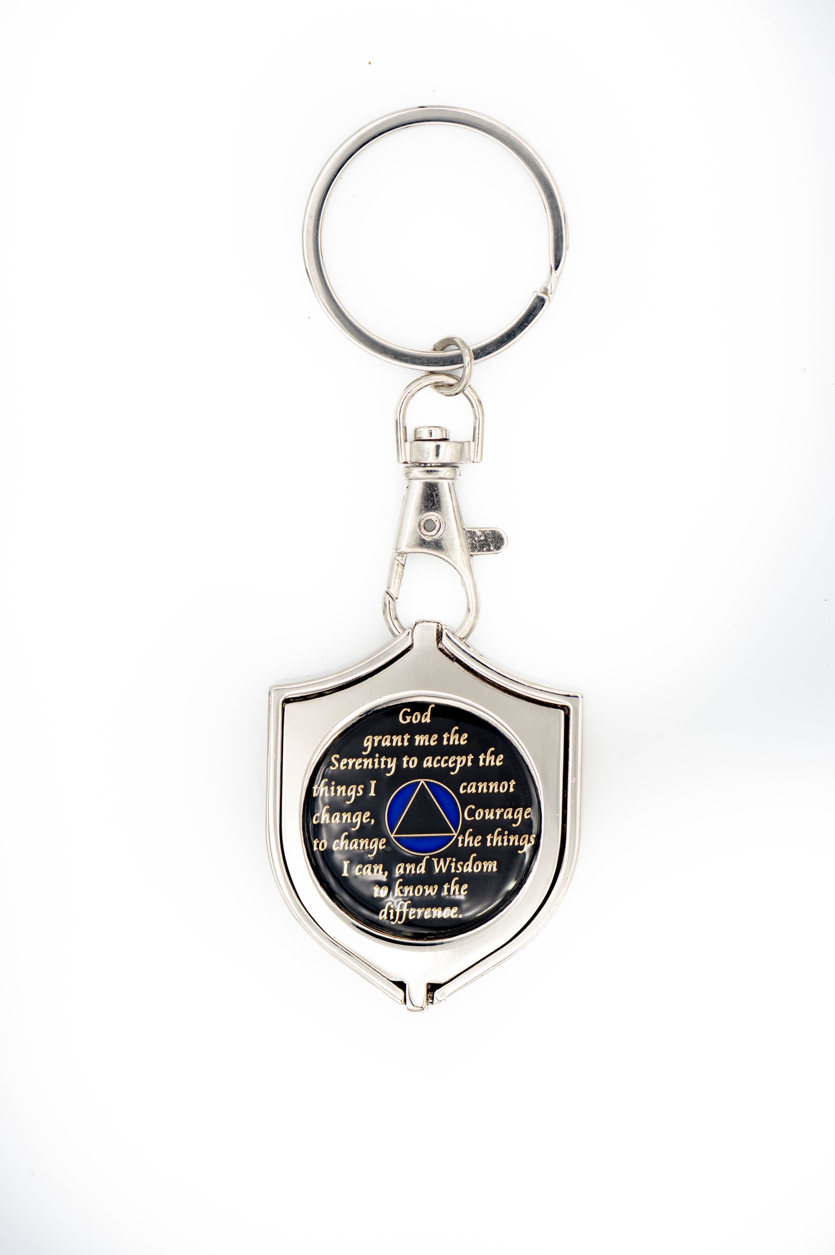 G044. Key Chain: Metal Medallion Holder, Shiny or Brushed, SHIELD. - Premium Gifts from Cascade 7 - Just $14.95! Shop now at Choices Books & Gifts
