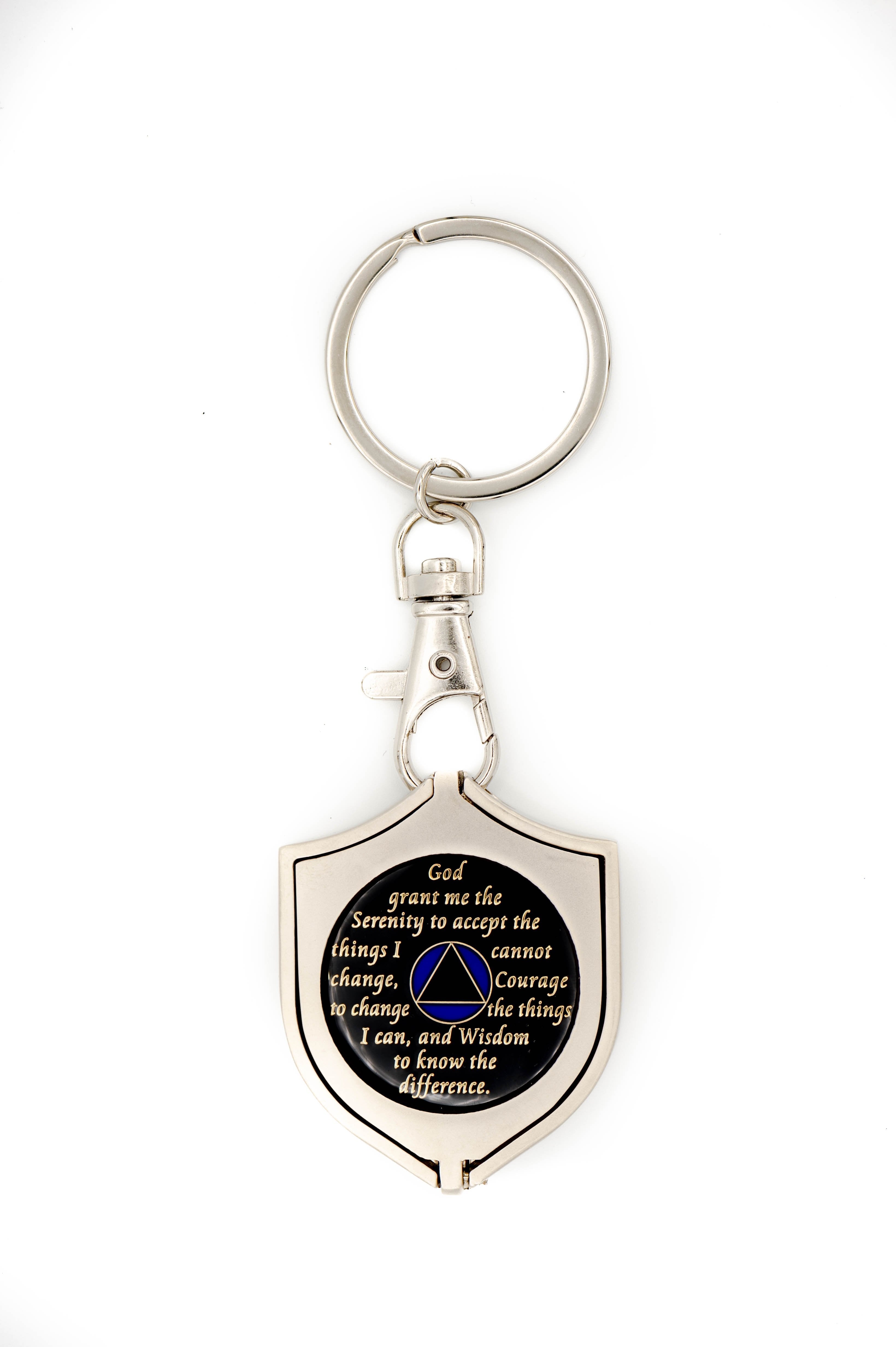 G044. Key Chain: Metal Medallion Holder, Shiny or Brushed, SHIELD. - Premium Gifts from Cascade 7 - Just $14.95! Shop now at Choices Books & Gifts