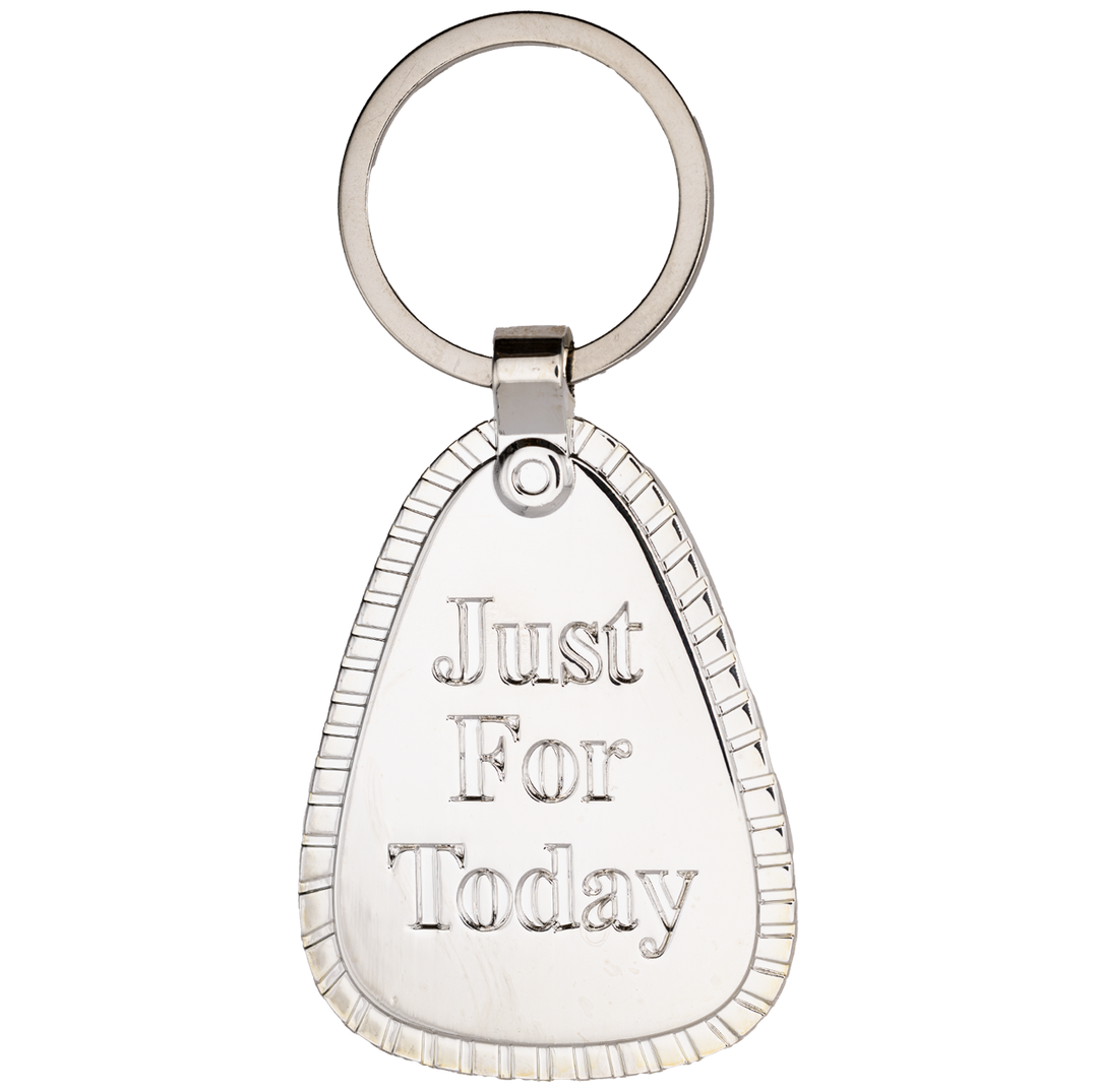 G044. Key Chain: "NA Welcome, Just For Today" Silver Metal