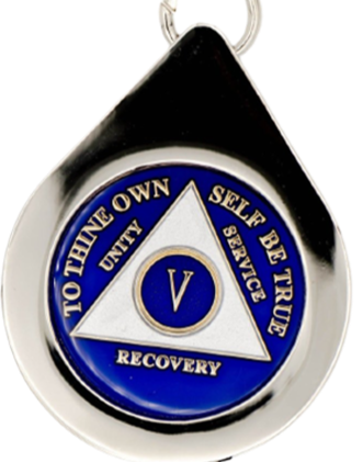 G045. Key Chain: Metal Medallion Holder, Shiny or Brushed, TEAR DROP. - Premium Gifts from Cascade 7 - Just $14.95! Shop now at Choices Books & Gifts