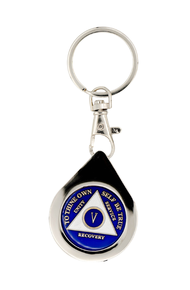 G045. Key Chain: Metal Medallion Holder, Shiny or Brushed, TEAR DROP. - Premium Gifts from Cascade 7 - Just $14.95! Shop now at Choices Books & Gifts