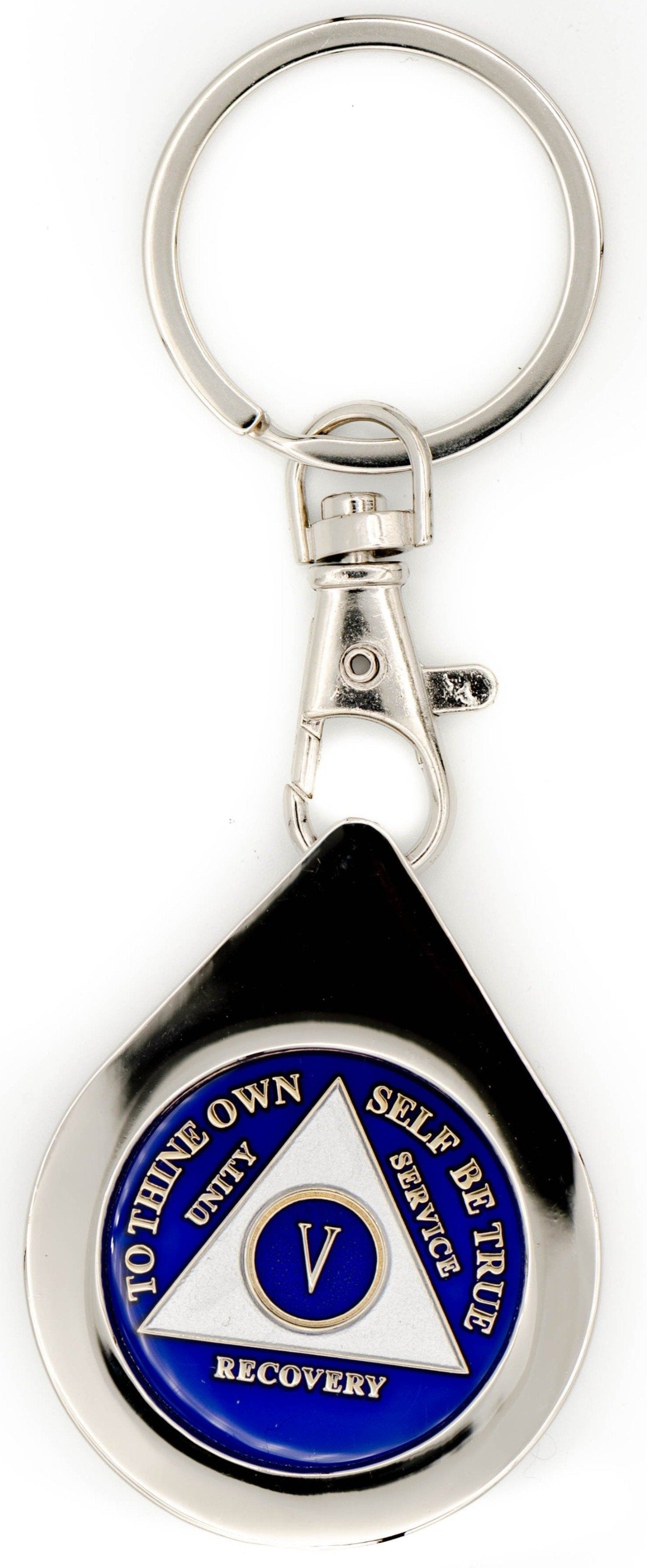 G045. Key Chain: Metal Medallion Holder, Shiny or Brushed, TEAR DROP. - Premium Gifts from Cascade 7 - Just $14.95! Shop now at Choices Books & Gifts