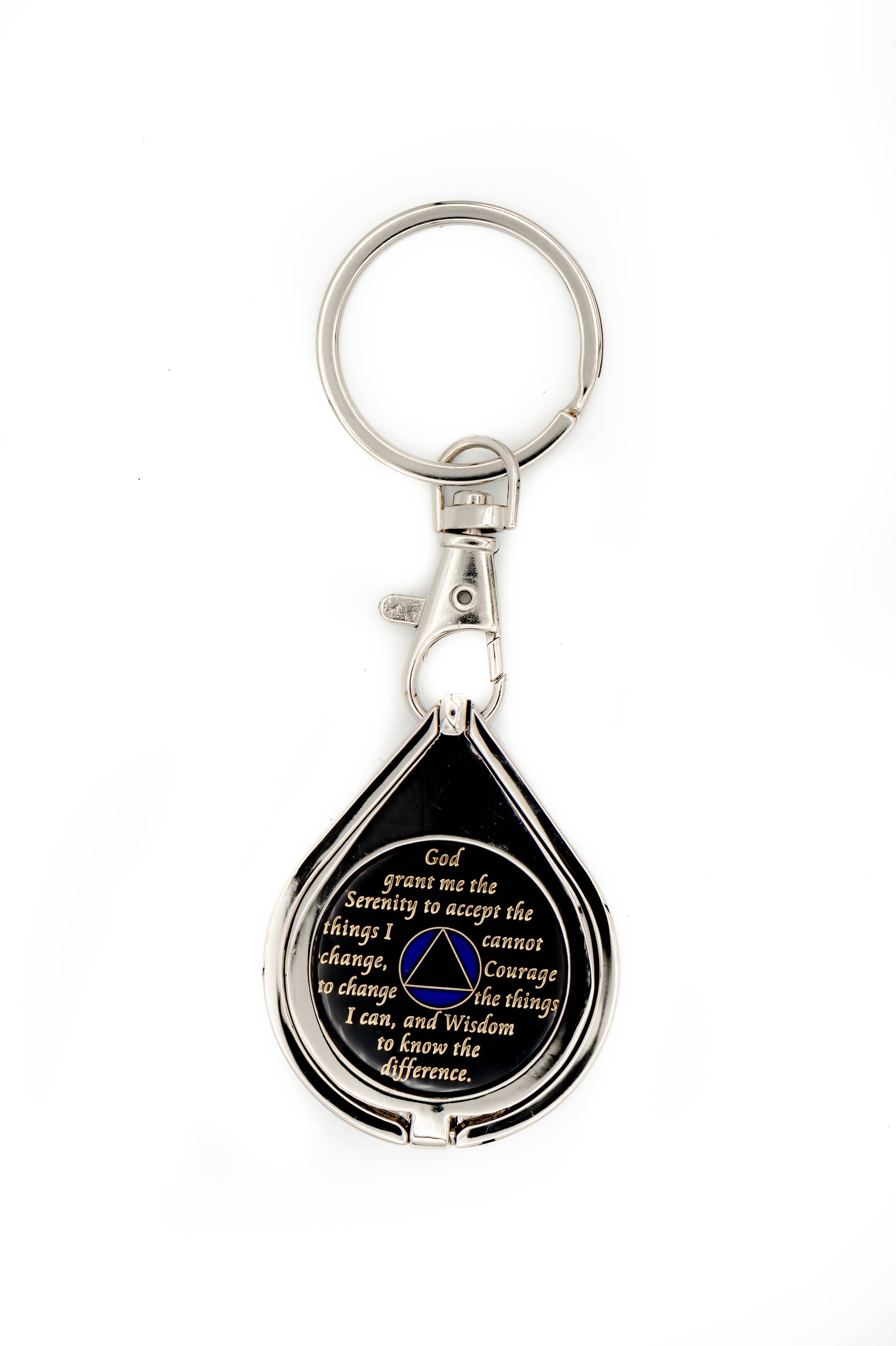 G045. Key Chain: Metal Medallion Holder, Shiny or Brushed, TEAR DROP. - Premium Gifts from Cascade 7 - Just $14.95! Shop now at Choices Books & Gifts