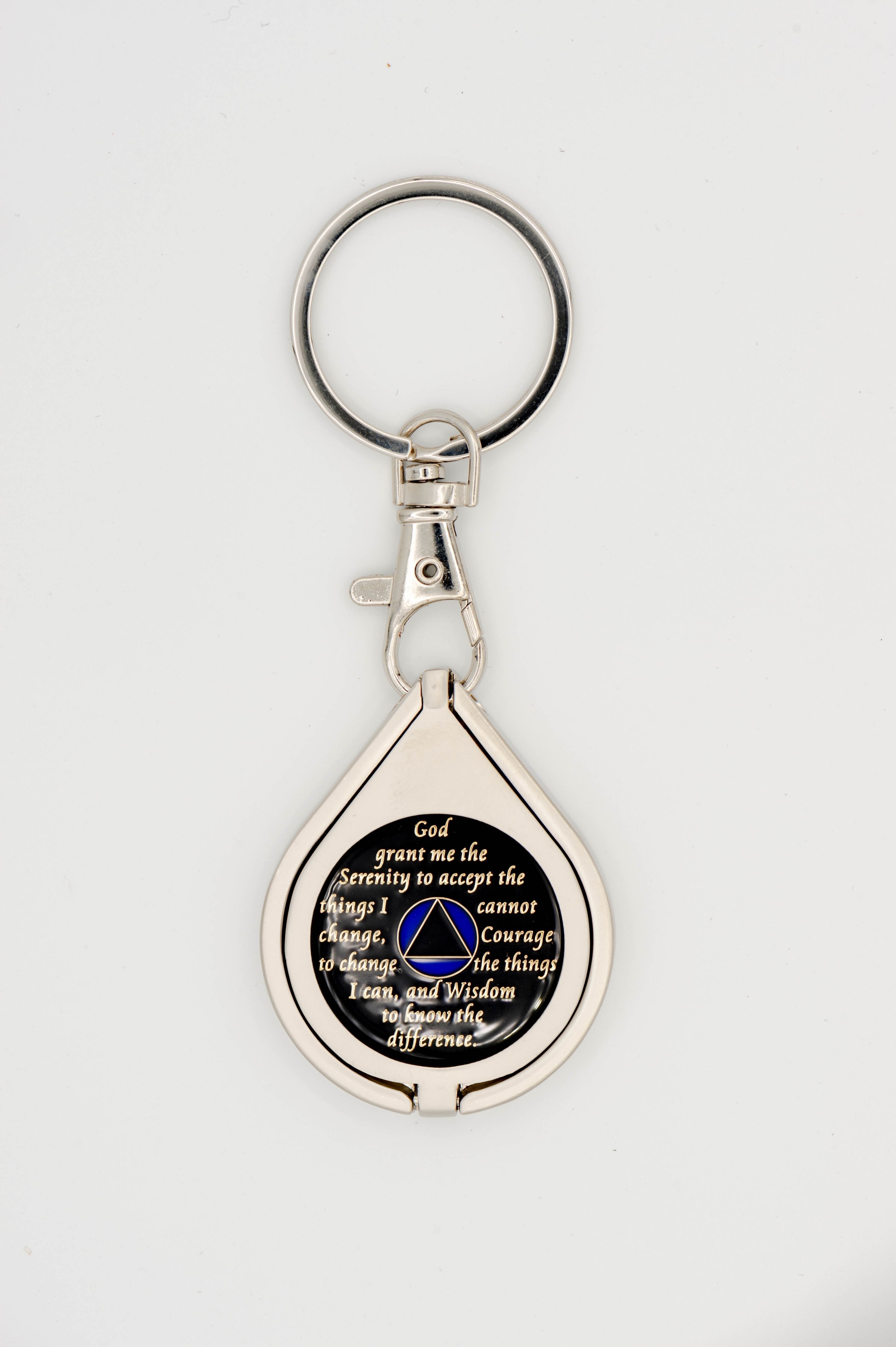 G045. Key Chain: Metal Medallion Holder, Shiny or Brushed, TEAR DROP. - Premium Gifts from Cascade 7 - Just $14.95! Shop now at Choices Books & Gifts