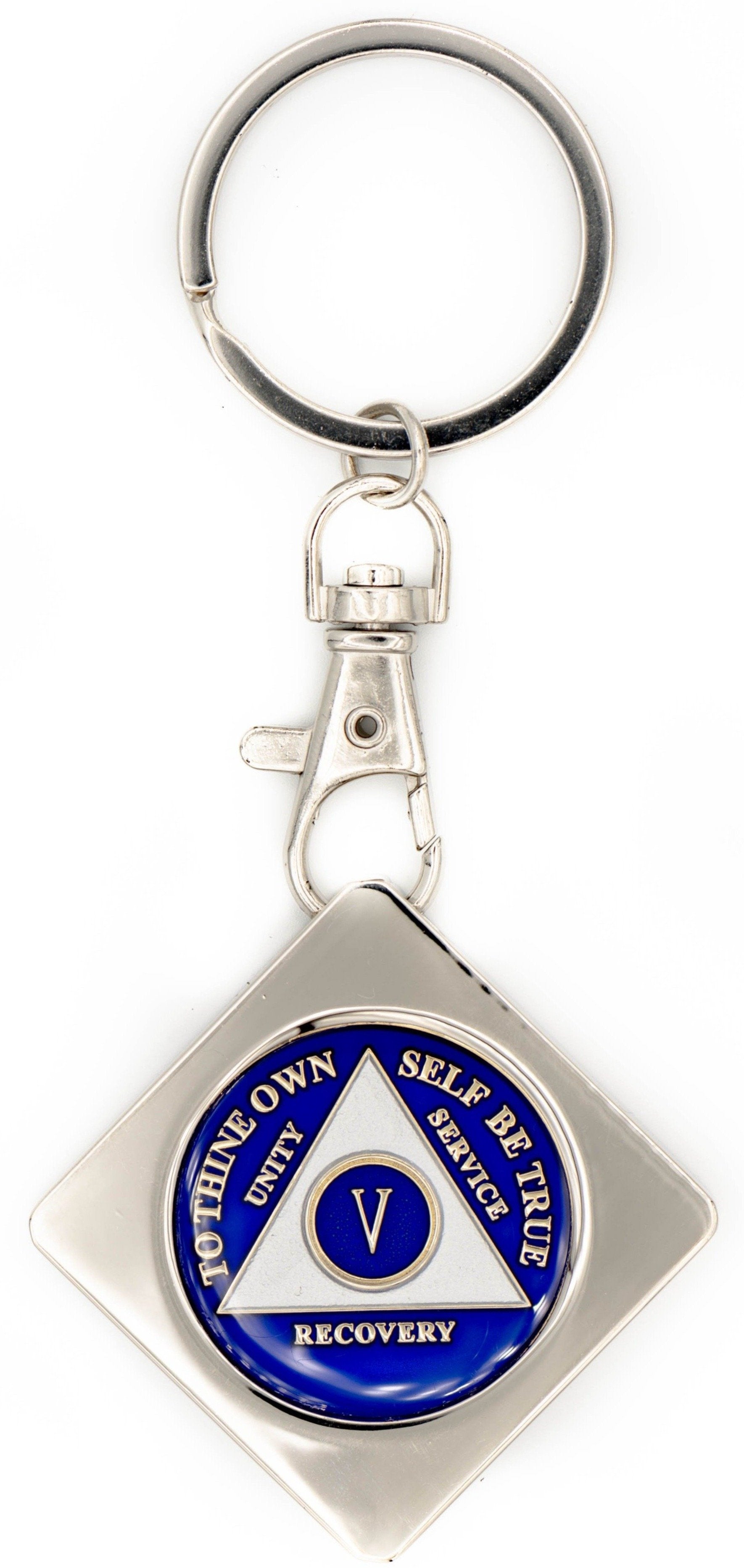 G046. Key Chain: Metal Medallion Holder, Shiny or Brushed, SQUARE. - Premium Gifts from Cascade 7 - Just $14.95! Shop now at Choices Books & Gifts