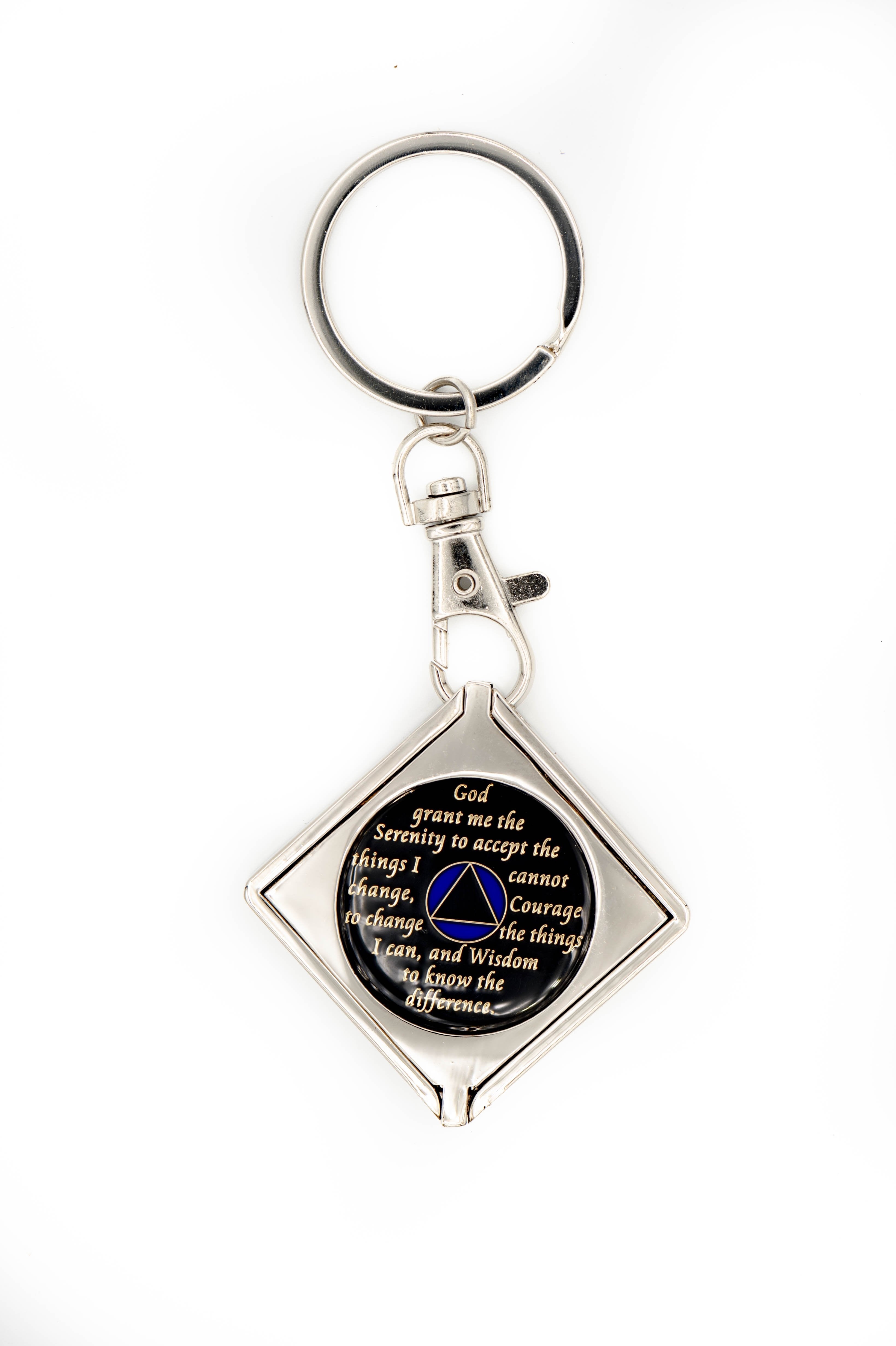 G046. Key Chain: Metal Medallion Holder, Shiny or Brushed, SQUARE. - Premium Gifts from Cascade 7 - Just $14.95! Shop now at Choices Books & Gifts