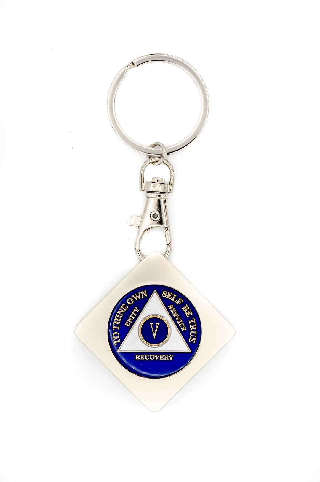 G046. Key Chain: Metal Medallion Holder, Shiny or Brushed, SQUARE. - Premium Gifts from Cascade 7 - Just $14.95! Shop now at Choices Books & Gifts