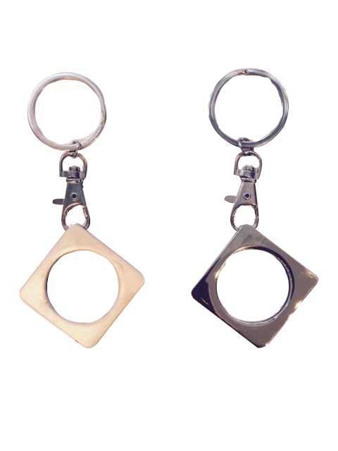G046. Key Chain: Metal Medallion Holder, Shiny or Brushed, SQUARE. - Premium Gifts from Cascade 7 - Just $14.95! Shop now at Choices Books & Gifts
