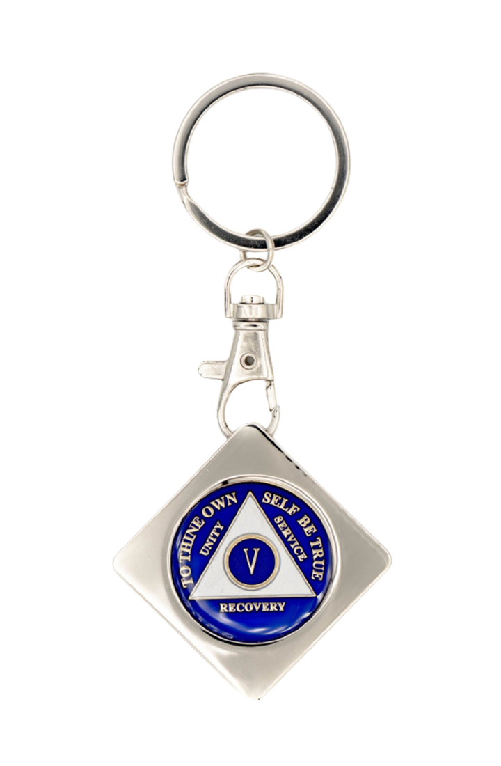 G046. Key Chain: Metal Medallion Holder, Shiny or Brushed, SQUARE. - Premium Gifts from Cascade 7 - Just $14.95! Shop now at Choices Books & Gifts