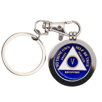 G047. Key Chain: Metal Medallion Holder, Shiny or Brushed, ROUND.