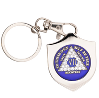 G049. Key Chain: Metal Medallion Holder, Shiny or Brushed, SHIELD.