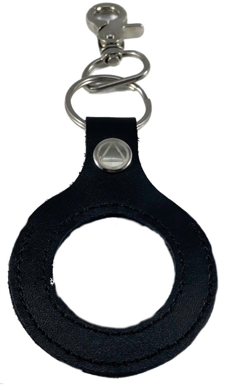 G049. Key Chain: AA Silver Leather Medallion Holder - Premium Gifts from None - Just $14.95! Shop now at Choices Books & Gifts