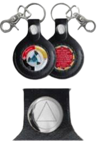 G049. Key Chain: AA Silver Leather Medallion Holder - Premium Gifts from None - Just $14.95! Shop now at Choices Books & Gifts