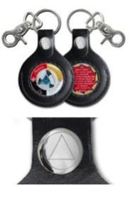 G049. Key Chain: AA Silver Leather Medallion Holder - Premium Gifts from None - Just $14.95! Shop now at Choices Books & Gifts