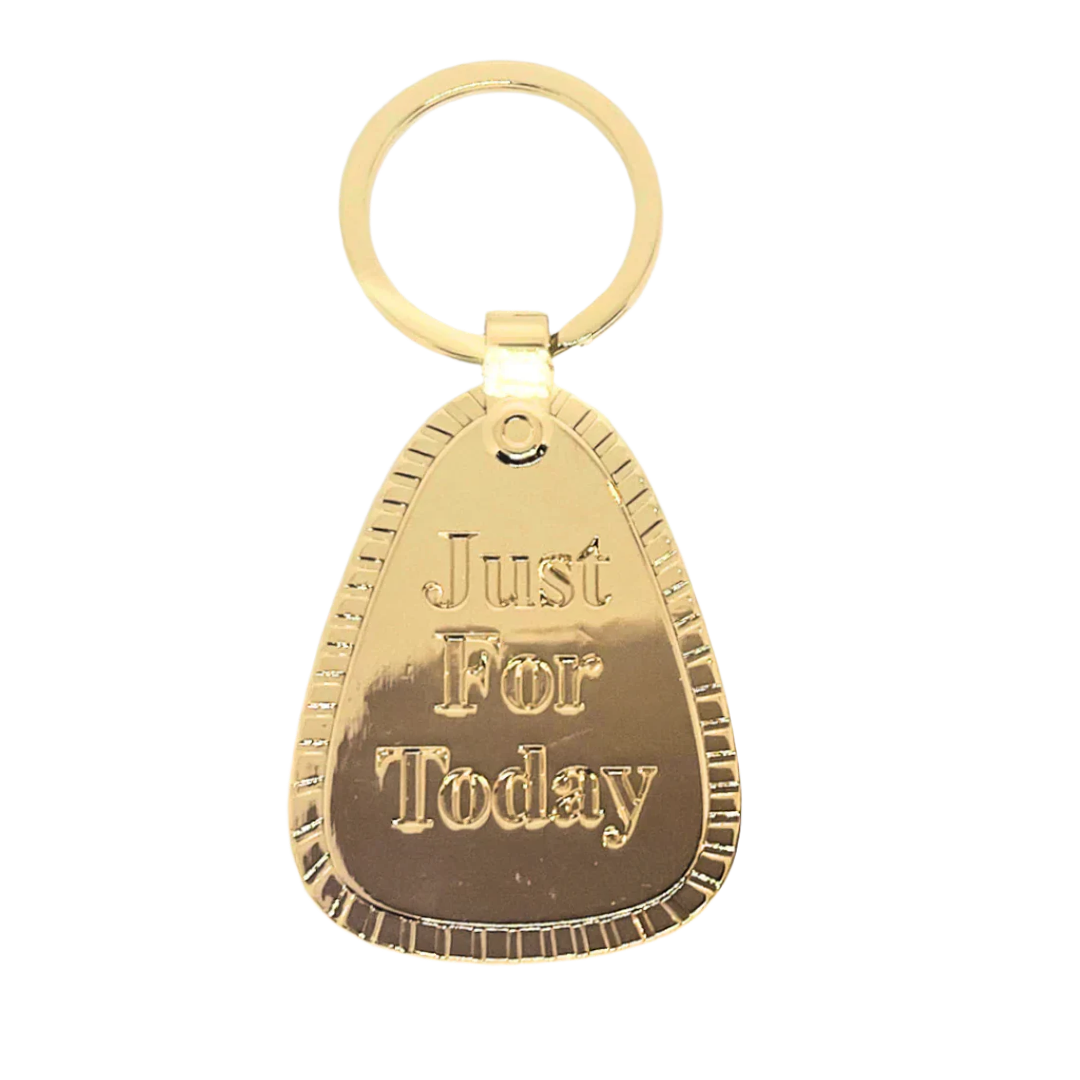 G059. Key Chain: NA, Just For Today, Gold.