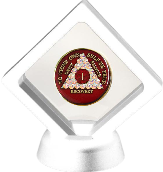 G060. Medallion Box: Floating Coin Box White