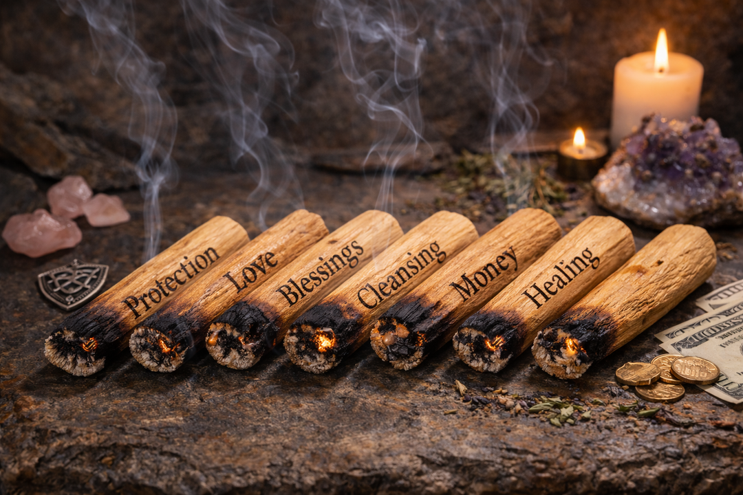 G072. Palo Santo w WORDS Burning Sticks. Variety