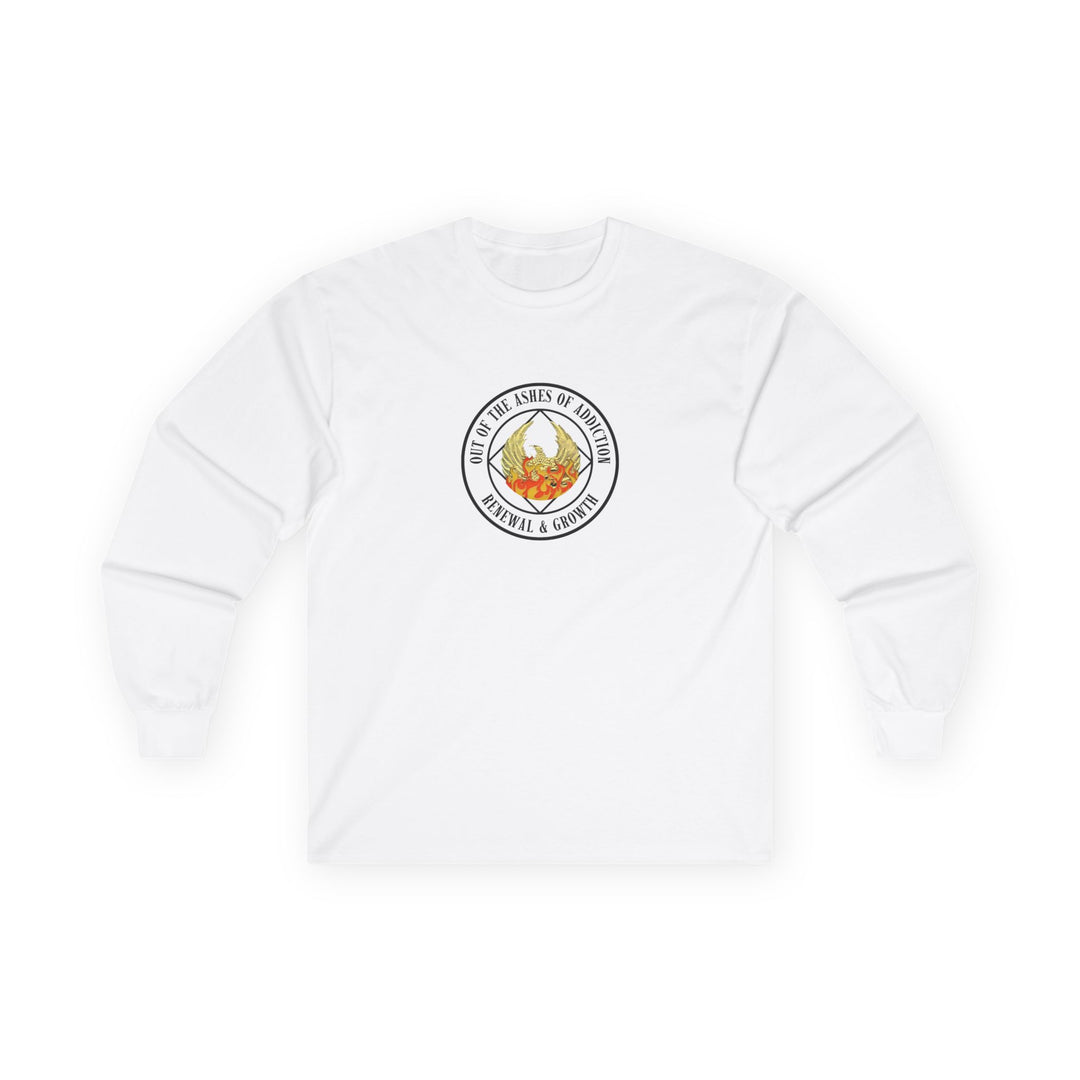 Out of the Ashes Tshirt. Black Long Sleeve - Choices Books & Gifts