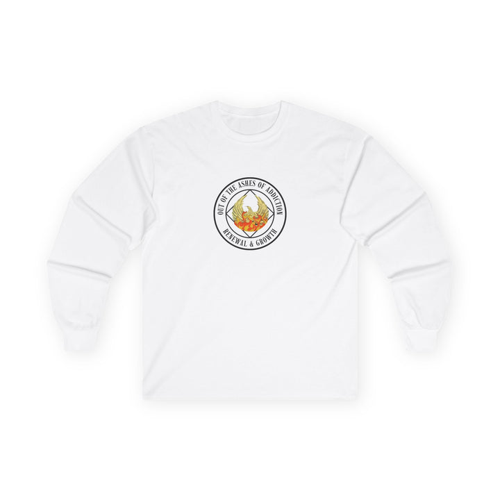Out of the Ashes Tshirt. Black Long Sleeve - Choices Books & Gifts